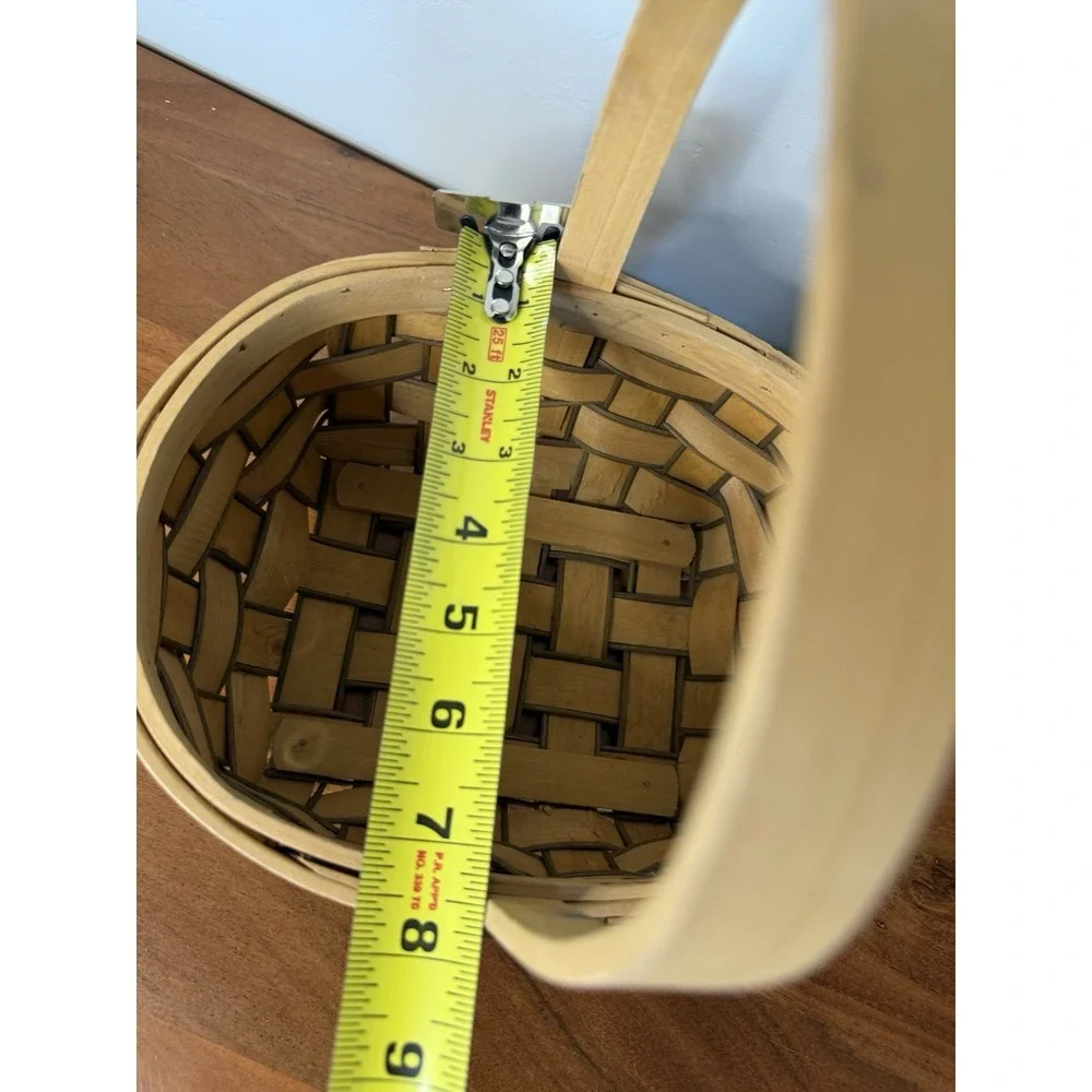 WICKER BASKET Brown Woven OVAL PICNIC TOTE CONTAINER with handle 12 x 9 x 7